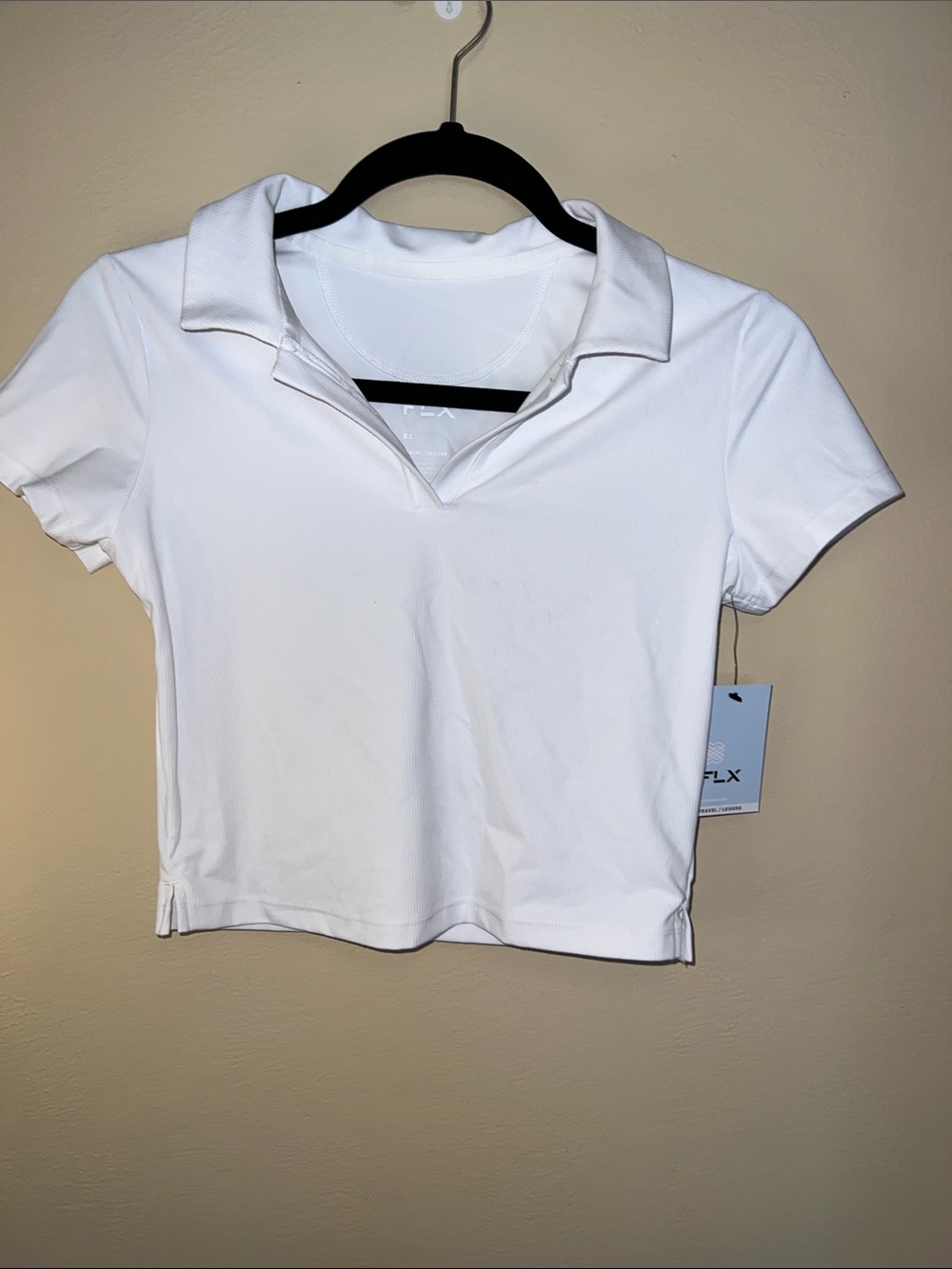FLX White Short Sleeve Polo Crop Top